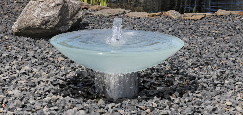 Springbrunnen Glas Wasserschale SBGWS1 - Springbrunnen Wasserschale Garten Brunnen Schale Glas