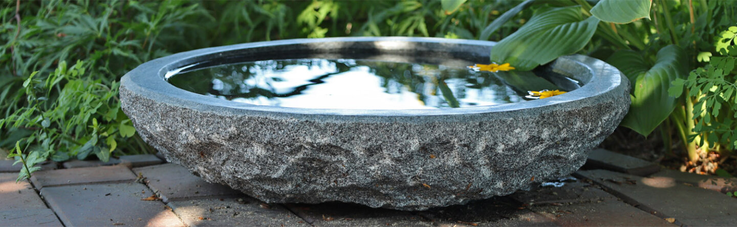 Naturstein Wasserschale Ø 46cm Granit Vogeltränke GVT2 frostfest