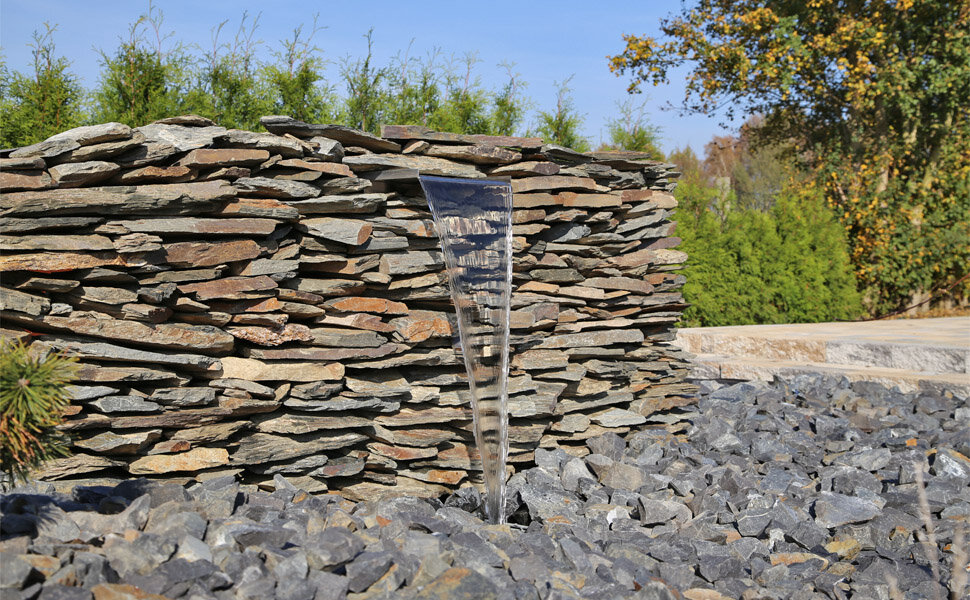 CLGarden Edelstahl Wasserfall Element in Naturstein Mauer...