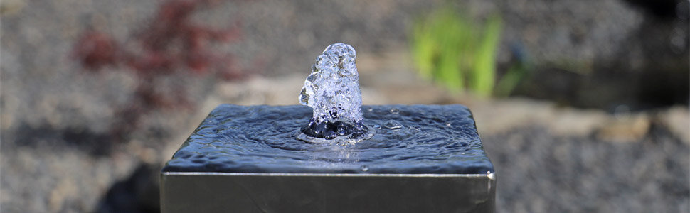 Edelstahl Säulenbrunnen ESB7 mit beleuchteter Fontäne