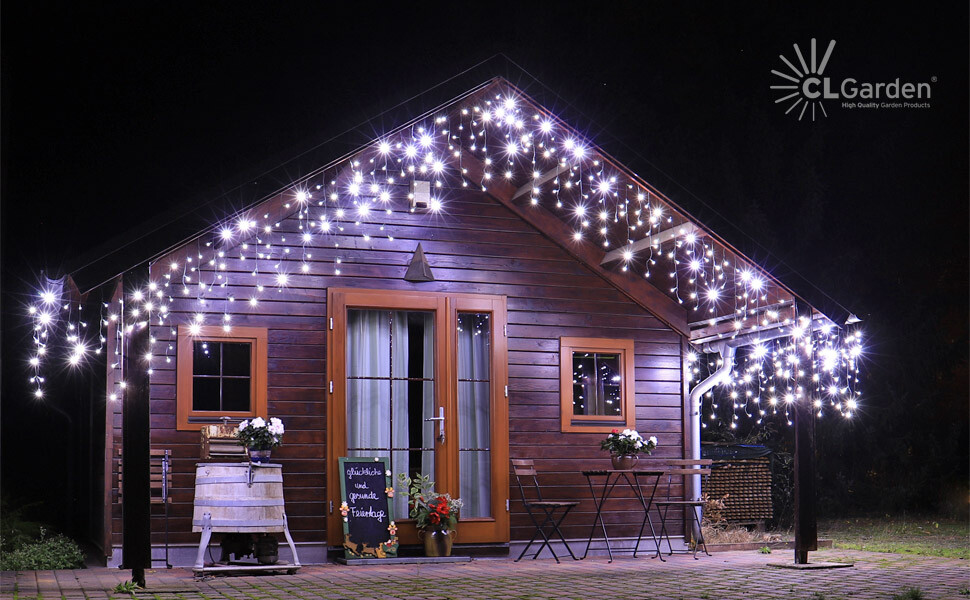 CLGarden Eisregen Lichterkette - Premium Lichtervorhang...