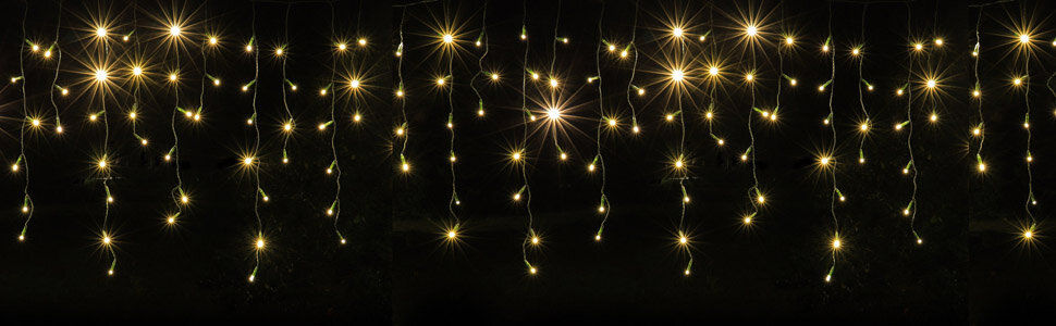 CLGarden Premium Eisregen Lichterkette mit 400 oder 600 LEDs - Lichtervorhang mit warm weissem Licht