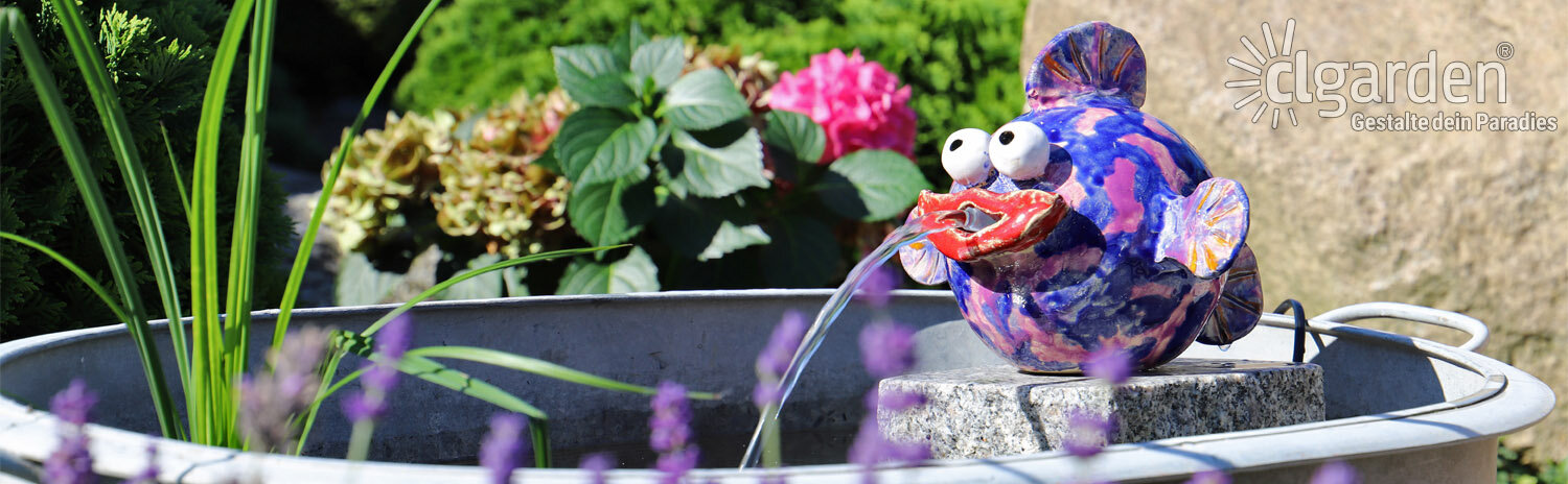Bunter Keramik Wasserspeier "Fisch" in...