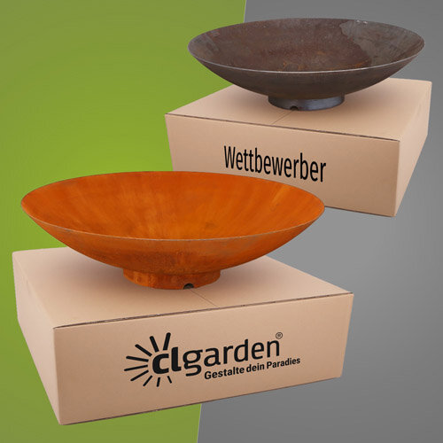 Vergleich CLGarden Cortenstahl Feuerschale mit Wettbewerber