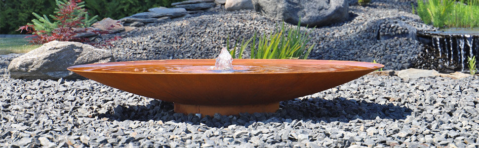 120cm Cortenstahl Wasserschale flach und nicht...