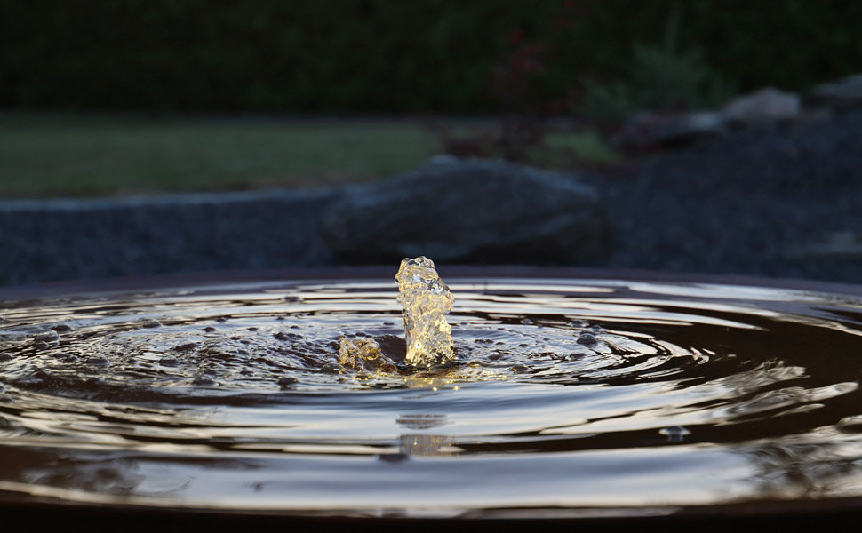 Wasserschale Cortenstahl 120cm mit LED Beleuchtung