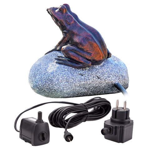 CLGarden Wasserspeier Komplett Set Frosch mit Pumpe