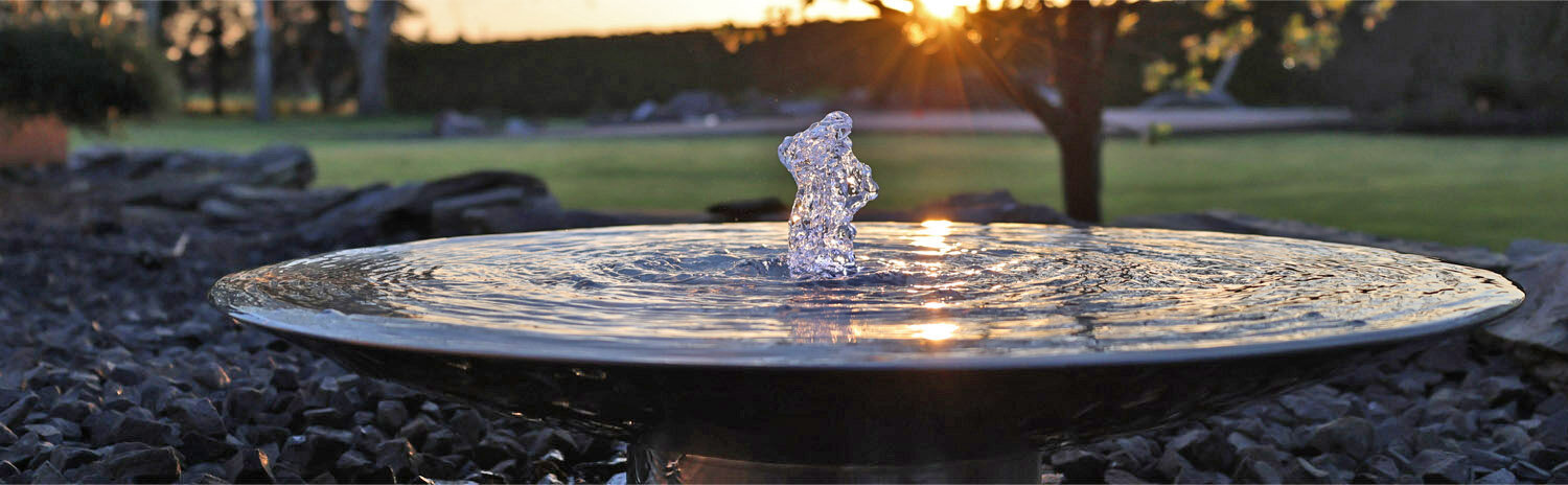 Edelstahl Wasserschale Gartenbrunnen mit LED Beleuchtung