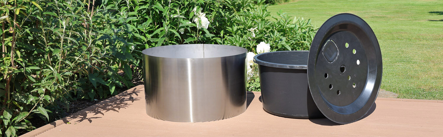 90L Edelstahl Springbrunnenbecken Set für Terrasse und...