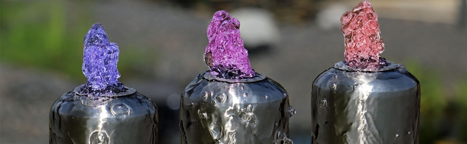 edelstahlspringbrunnen mit multicolor LED Beleuchtung