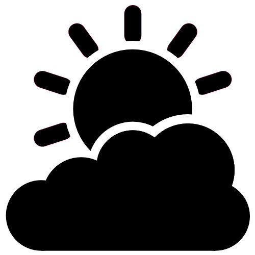 schwarz weißes Icon mit einer Sonne hinter einer Wolke