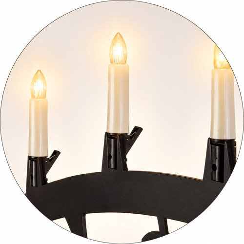 Detailaufnahme leuchtende Lichter am Außenschwibbogen