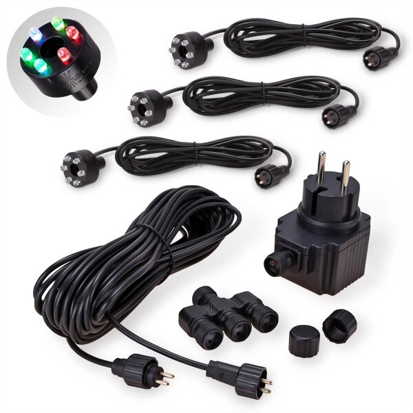 3er Set LED Ringe für Springbrunnen Beleuchtung multicolor