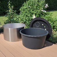 90l Springbrunnenbecken Set mit Edelstahlumrandung