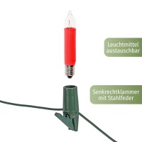 NARVA Lichterkette mit 20 roten Minischaftkerzen