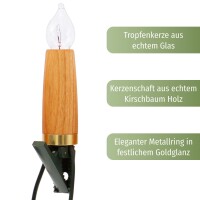 NARVA Lichterkette mit Holzschaft - 20 Holzschaftkerzen Kirsche