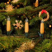 NARVA Lichterkette mit Holzschaft - 30 Holzschaftkerzen Kirsche