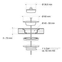 1 ¼ Zoll Ablaufgarnitur für Wandbrunnen WB1