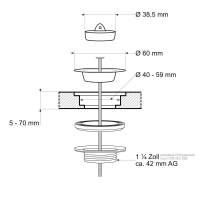 1 ¼ Zoll Ablaufgarnitur für Wandbrunnen WB1