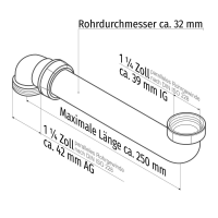 1 ¼ Zoll Ablaufgarnitur für Wandbrunnen WB1