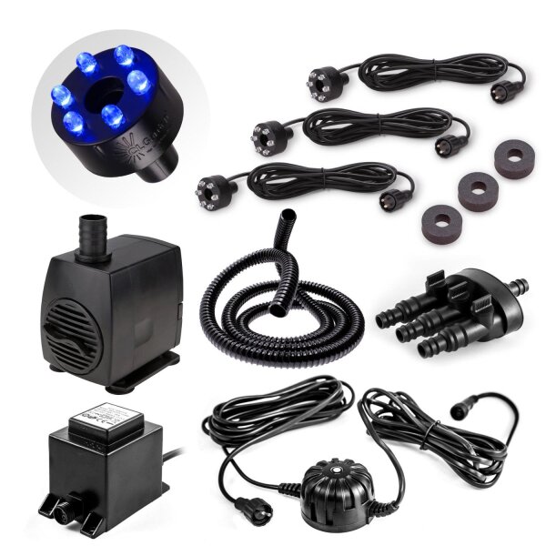 Springbrunnenpumpen Set SP3-SL mit blauer LED Beleuchtung