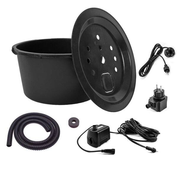 Springbrunnenpumpe SP1-S mit 90l Becken Set und LED Beleuchtung