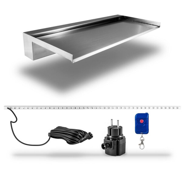 Edelstahl Wasserfall EWE60 mit LED Beleuchtung RGB