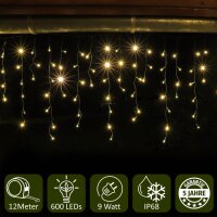 Premium LED Lichterkette Eisregen ERN600 warm weiss